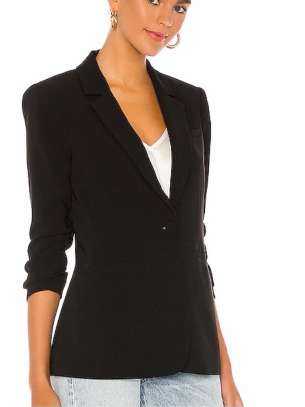Cinq à Sept Khloe Black Ruched Cuff Blazer Size 8